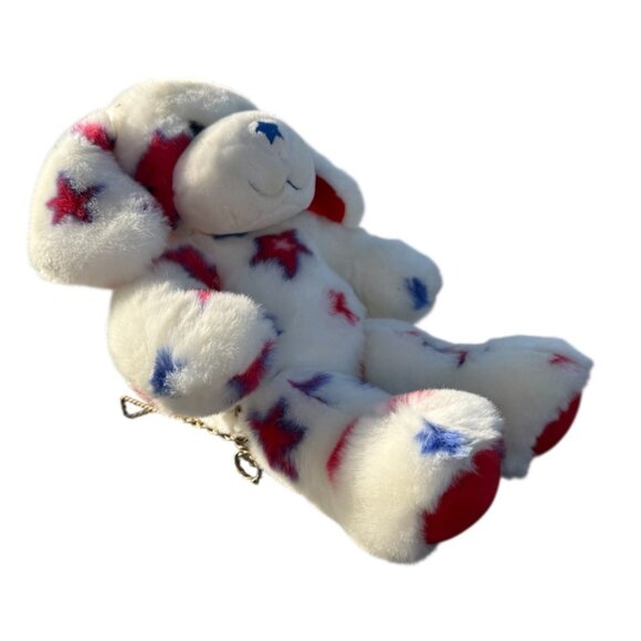 Build a Bear Patriotic Pup Plush Stuffed Dog Red Blue Star Holiday Toy Friend - Picture 4 of 11